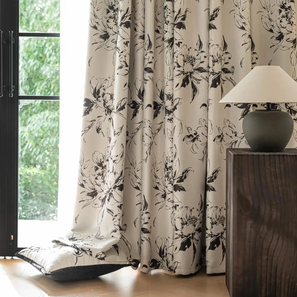 1 unidad de Cortina opaca moderna 90% para dormitorio, sala de estar, Cortinas para baño, Cortinas, cortinas, patrón de flores, decoración del hogar