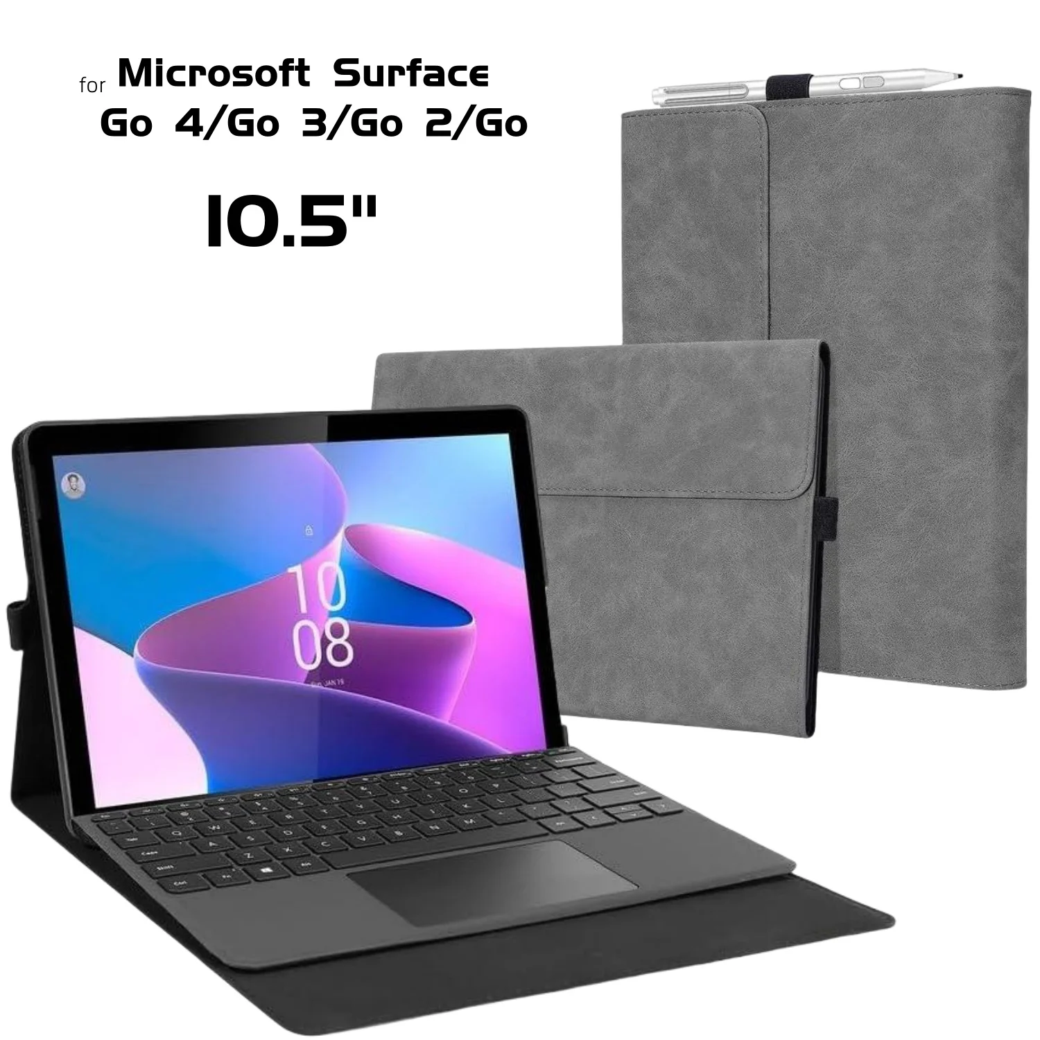 

Business Cover for Microsoft Surface Go 4/Go 3/Go 2 /Surface Go Case 10.5" Multi-Angle Stand Tpu Shell Compatible with Keyboard