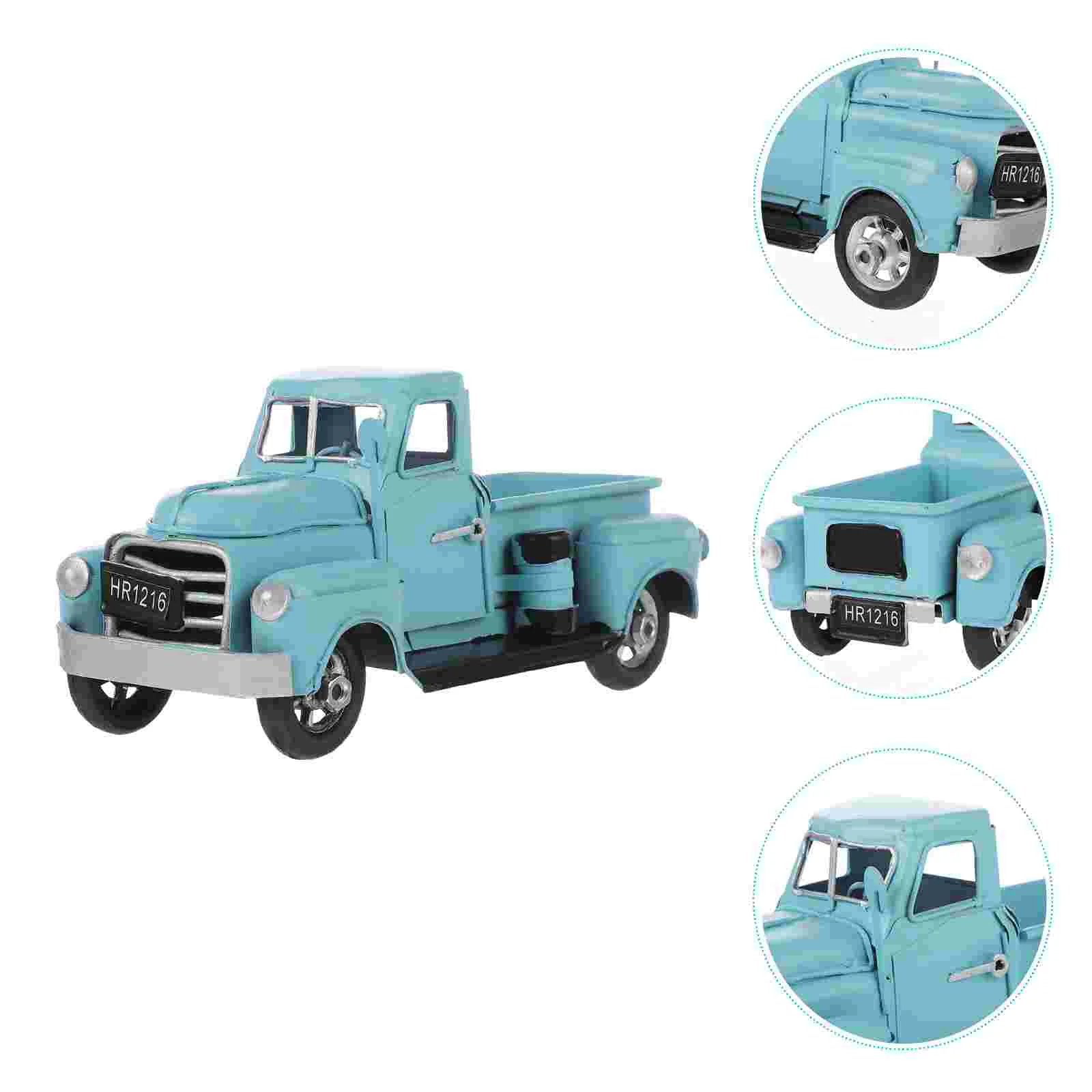 Tin Car Model Photo Prop Iron Pickup Truck Vintage Models for Decoration Ship Adornment