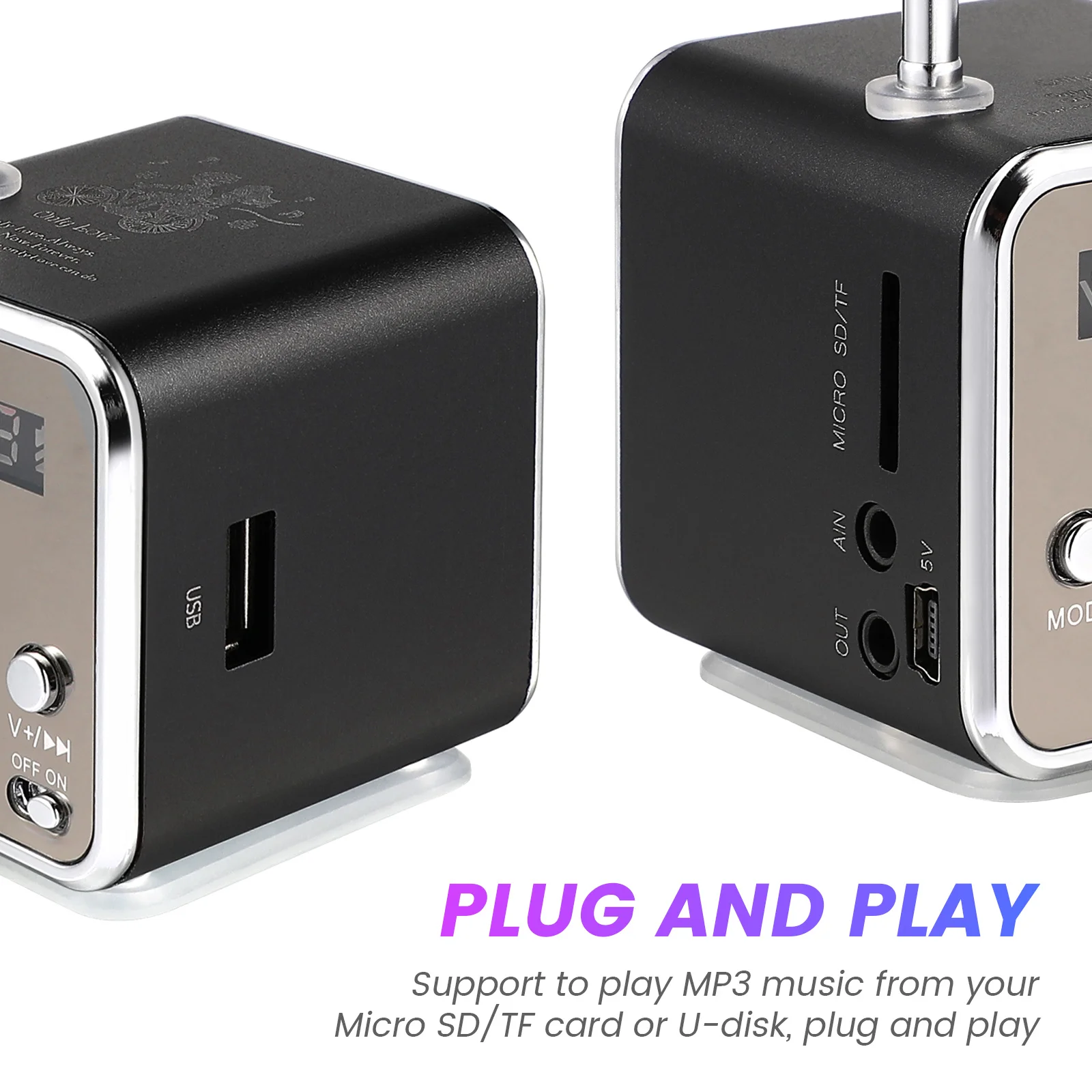 

Portable Mini Sound Desktop Travel Aluminum Alloy Rechargeable Wireless Music Box Retro Bass Speaker Small Practical