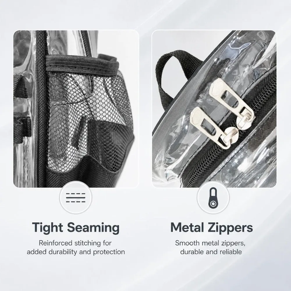 Mult-Pocket Clear PVC Backpack Waterproof Lightweight School Backpack Wear-Resistant Transparent See-Through Bookbag