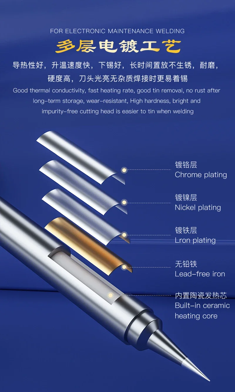 PPD T12 Electric Soldering Iron Tips T12-IS/BJS/BL/BIS/KU/KUS Heating Core For T12 Soldering Station Replaceement Welding Nozzle