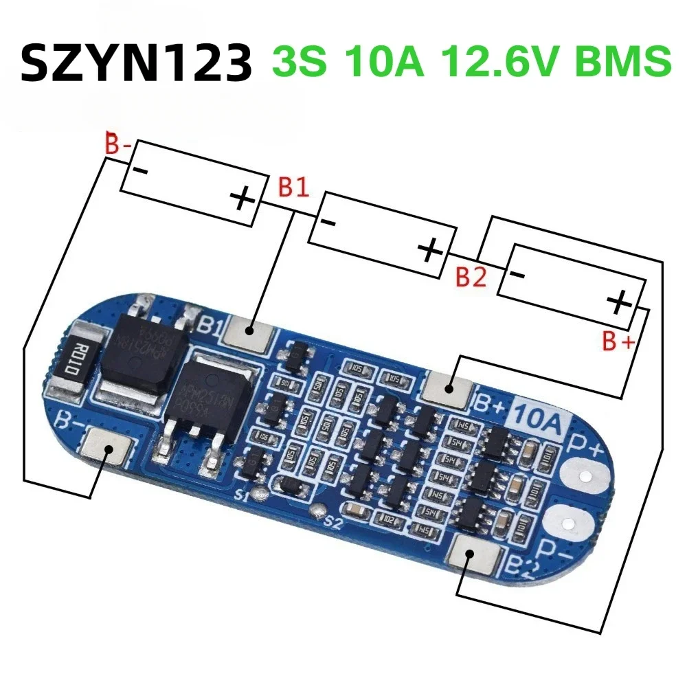 

10PCS 3S 10A Li-ion Lithium Battery 18650 Charger Protection Board 11.1V 12.6V