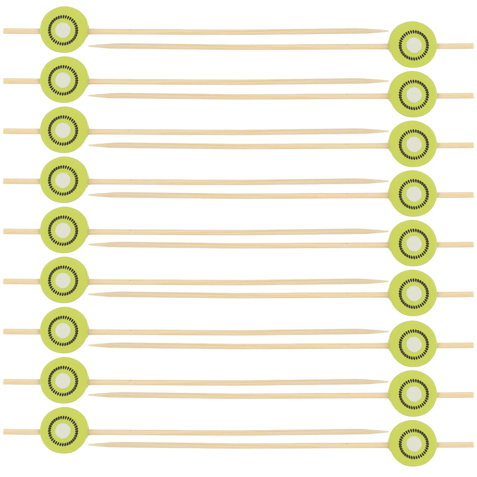 

100Pcs Kiwifruit Shape Disposable Bamboo Food Picks Party Cocktail Dessert Cake Snack Sticks Disposable Bamboo Sticks