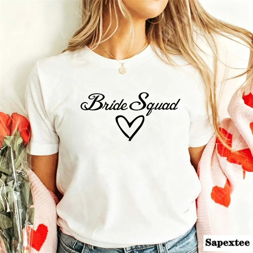 Bridal Shower Shirt for Women, Team Bride Squad Bachelorette Party Tops, Bridesmaid T-shirt, Wedding Fashion Clothes for Girls