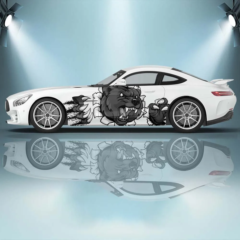 

2 шт. виниловые наклейки на автомобиль с изображением рычащего медведя, самоклеящиеся ПВХ-стикеры, подходят для грузовиков, внедорожников, украшения, автоаксессуары, подарок