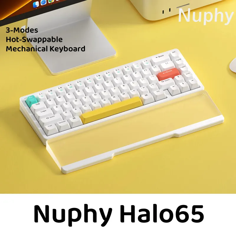 

Беспроводная Механическая игровая клавиатура Nuphy Halo65 RGB с функцией горячей замены, Bluetooth 2,4G, 65% клавиши PBT, переключатель Gateron, совместим с Win/