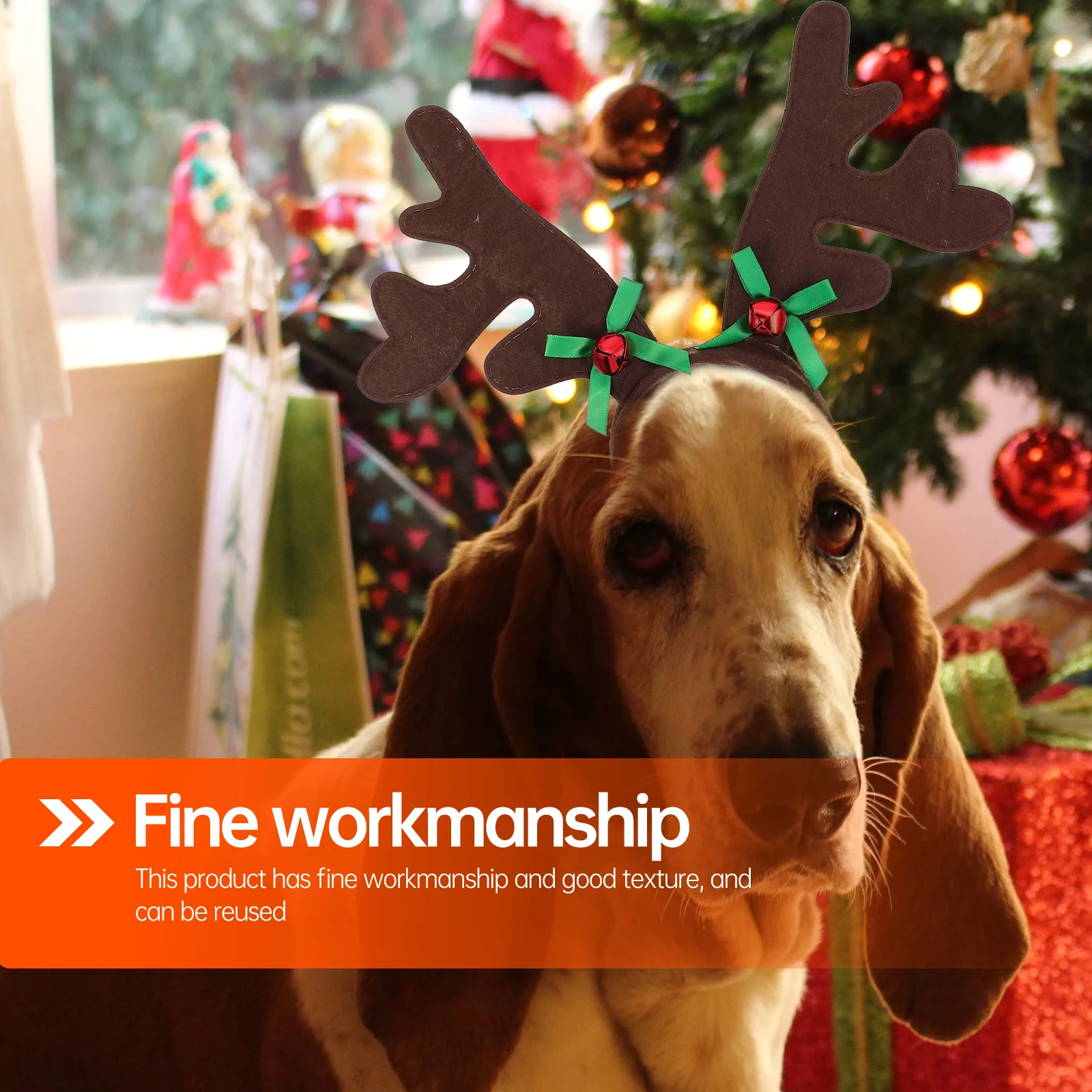 

2Pcs Pet Hair Hoops Christmas Pet Decorative Headdress Xmas Cosplay Dog Cat Headbands Holiday Costume Accessories