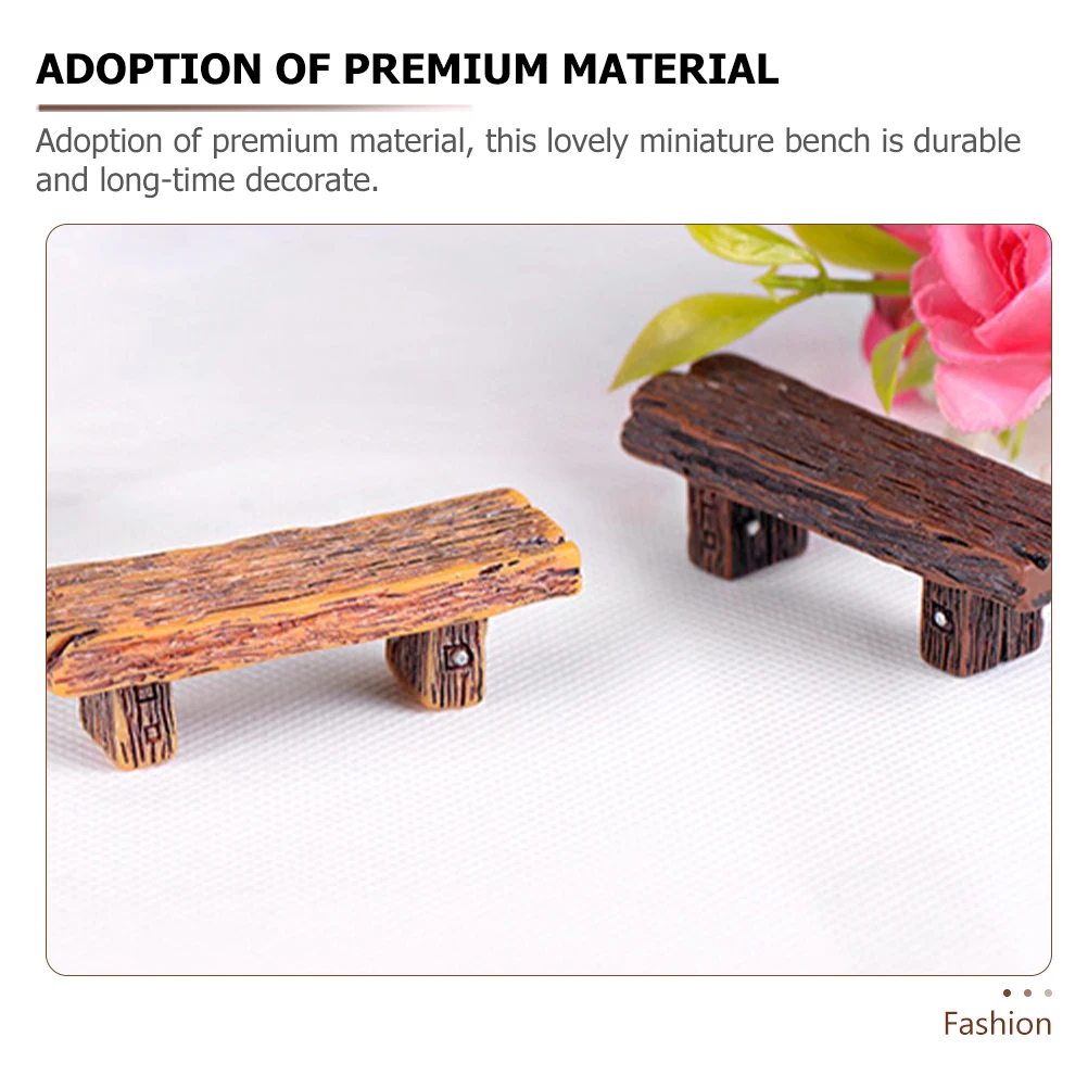 

3pcs Resin Mini Bench Decor Miniature Garden Sculptures Durable Outdoor Indoor Decorative Benches Realistic Miniature Models For