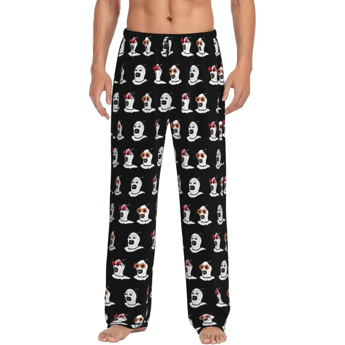 Impressão personalizada masculina cartaz de t-terrifiers 3 halloween natal pijama calças pijamas sleep lounge bottoms com bolsos