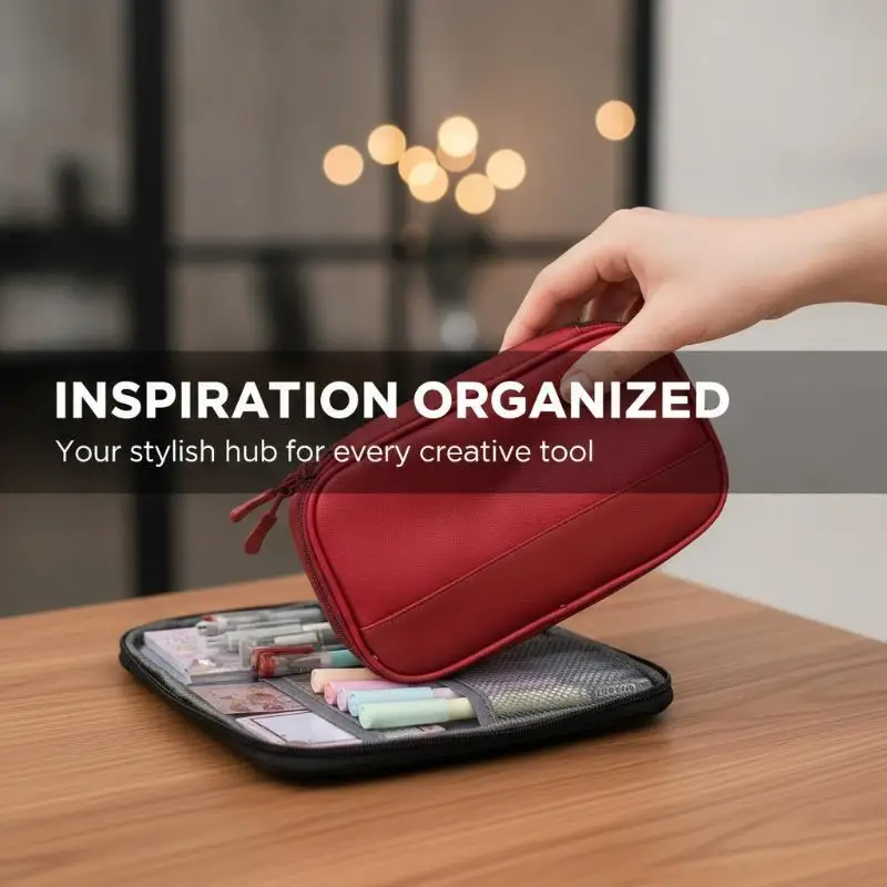 Large Capacity Pencil Case Multiple Compartments Waterproof Durable Fabric Marker Pen Organizer for Art Students Sketching Use