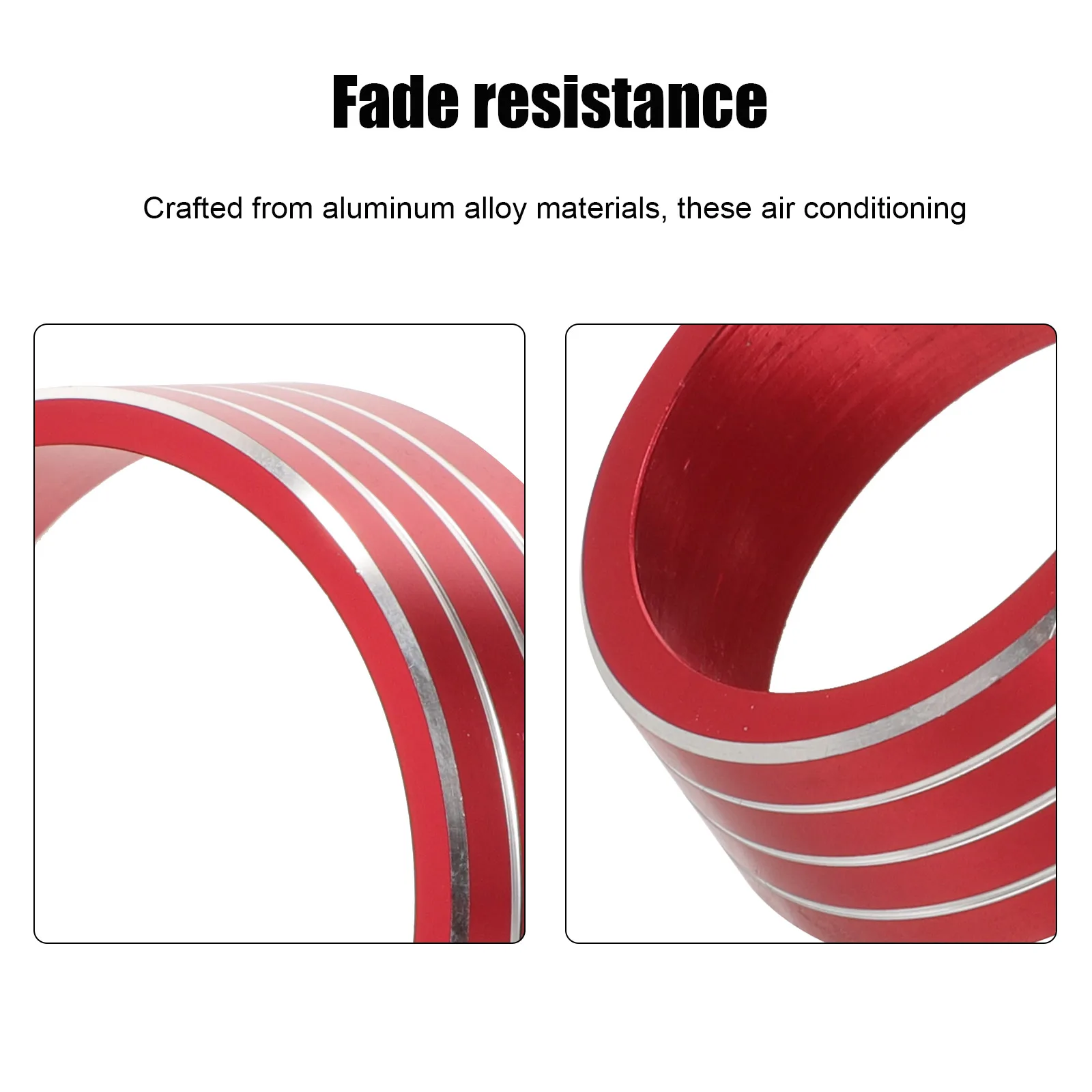 

3pcs Air Conditioning Knob Decorative Ring Car Covers Aluminum Alloy Volume Control Fade Resistance Simple Installation