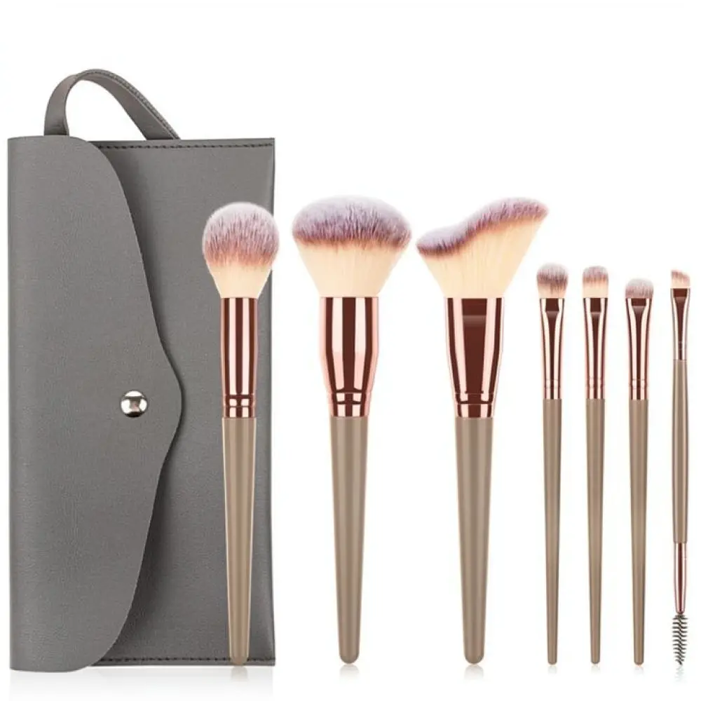 Soft Synthetic Makeup Brush Set Champagne Gold Cosmetic Tools Portable Professional Beauty Kit With Stylish Storage Case