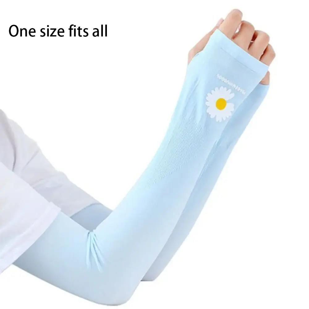 Anti-UV Sunscreen Sleeves Breathable Summer Cooling Cycling Sun Protection Arm Muffs Elastic Floral Pattern Driving Gloves