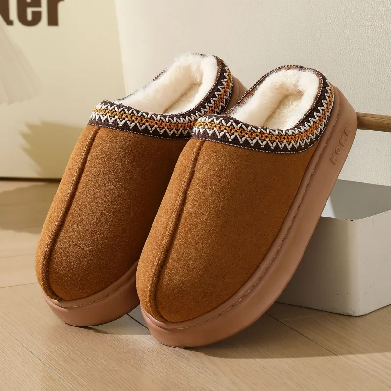

Winter Women's Slippers Plush Slippers 2025 Fashion Soft Sole Outdoor Cotton Shoes Non Slip Home Slippers Platform Warm Slipper