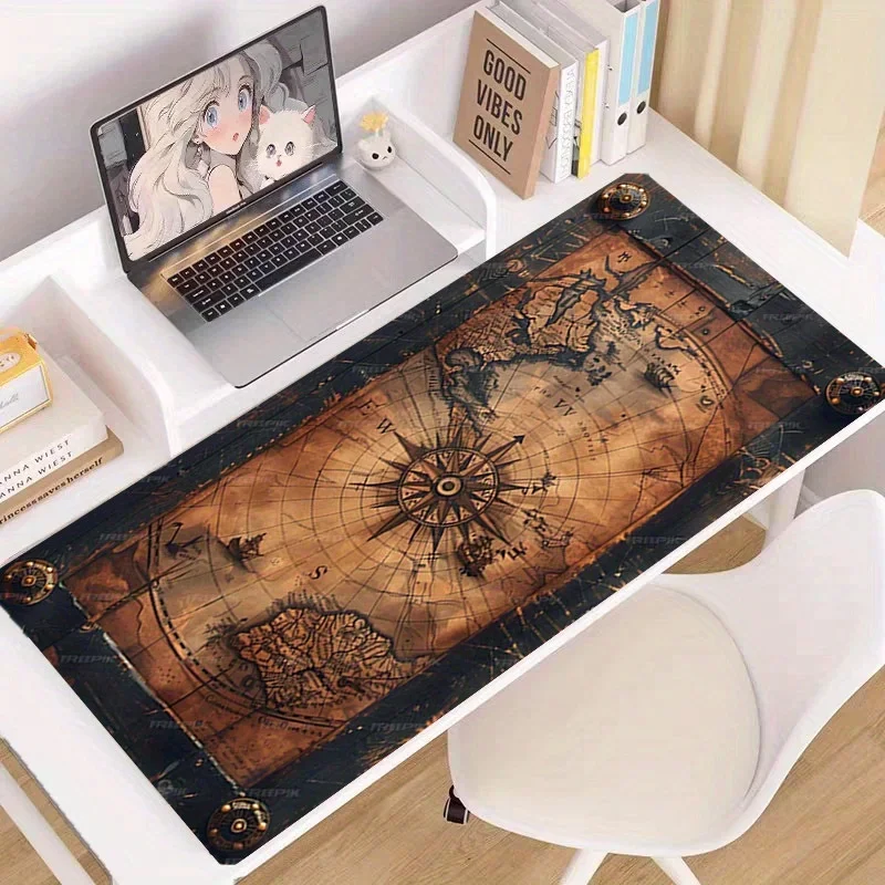 Vintage Nautical Map Large Mouse Pad Rubber Non-Slip Desk Mat Gaming Mousepad Desk Gadgets Computer Table Gaming Mat Playmat