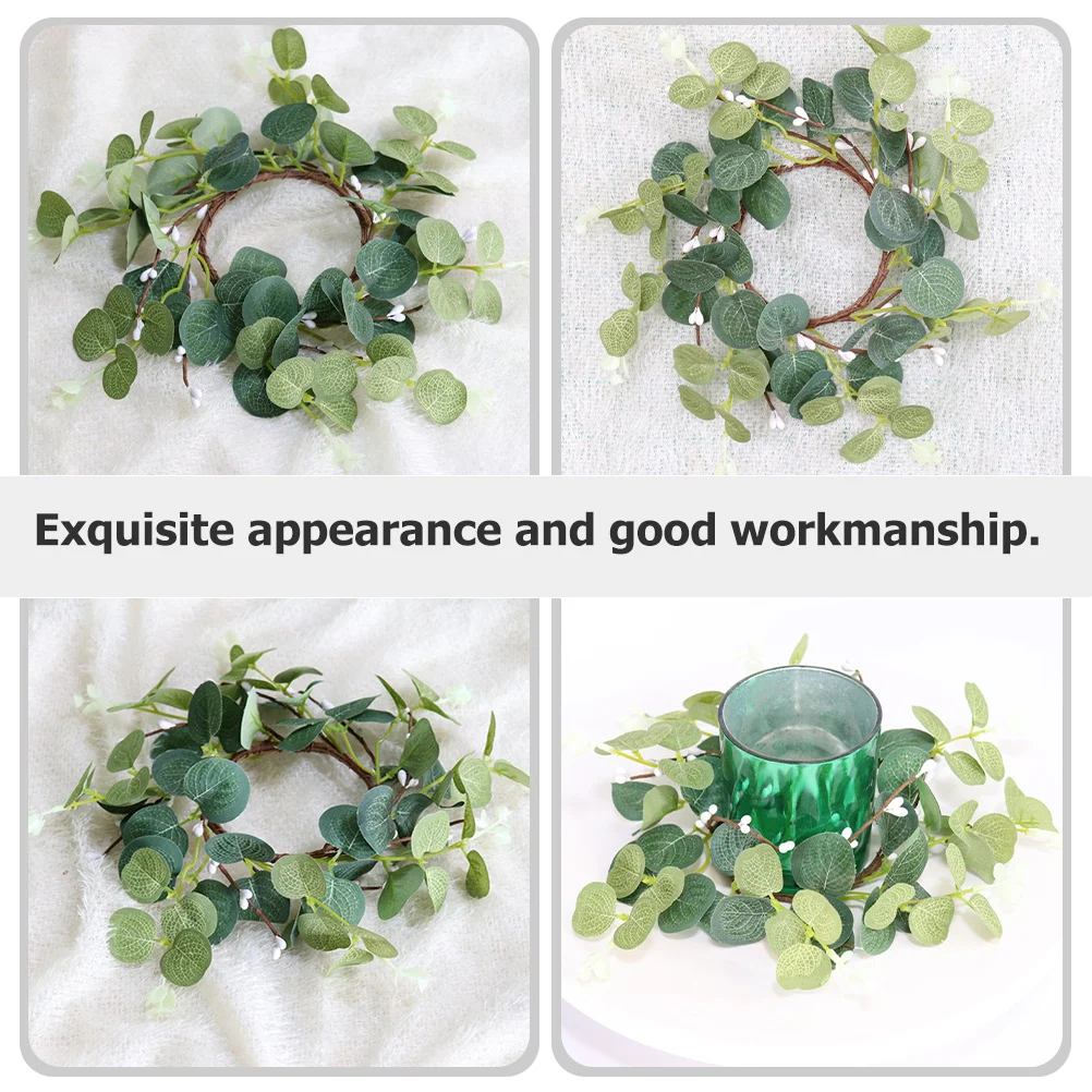 

5Pcs Artificial Eucalyptus Wreath Rings Realistic Leaf Garland Home Party Decor Rings Artificial Plant Wreath