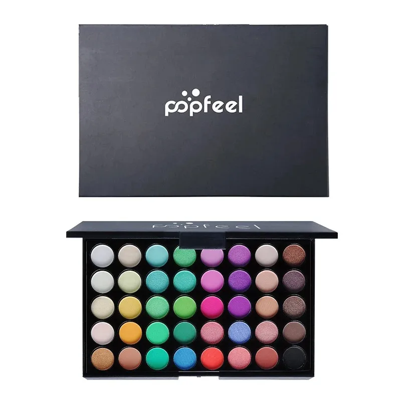 Popfeel 40 Farben Lidschatten-Palette langlebige einfache Make-up braune Lidschatten-Palette, rosa Lidschatten-Palette