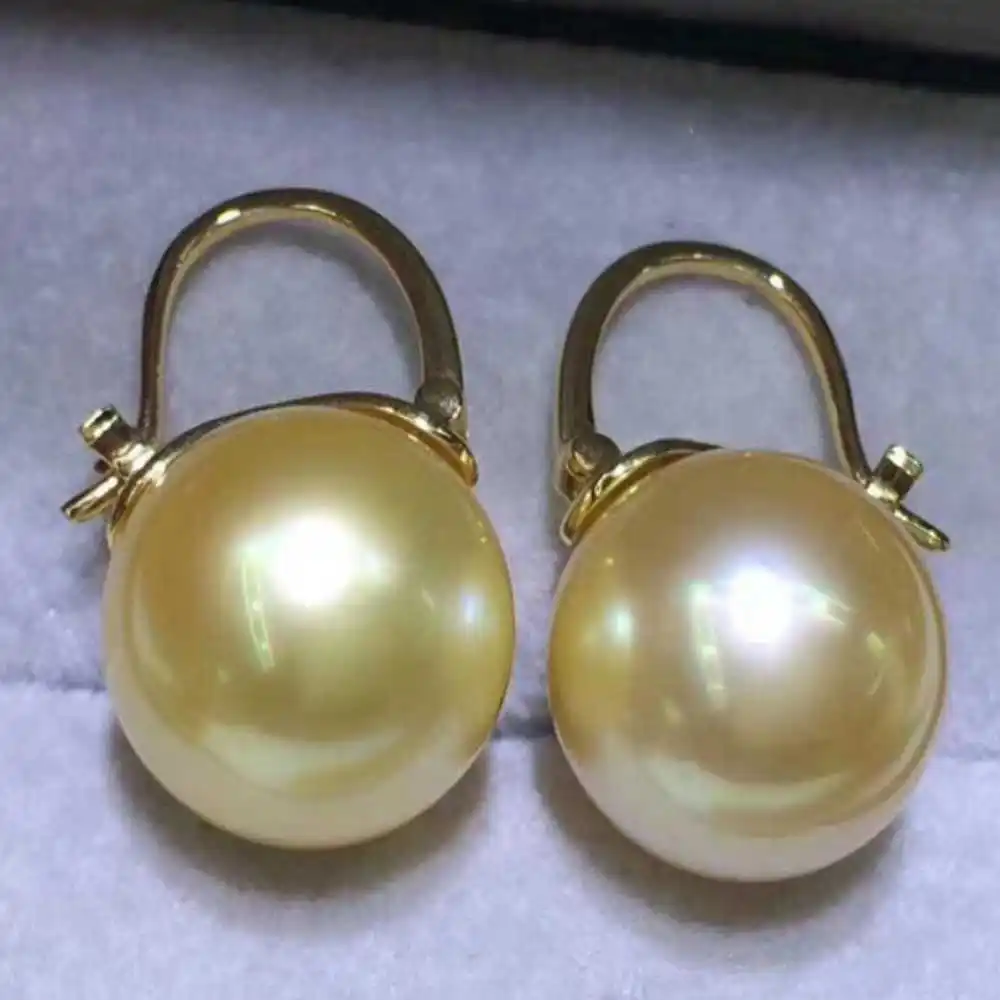 

Highlights 14MM Golden Shell Pearl Earrings 18K Mother's Day CARNIVAL Easter Party Jewelry FOOL'S DAY Christmas Ear stud