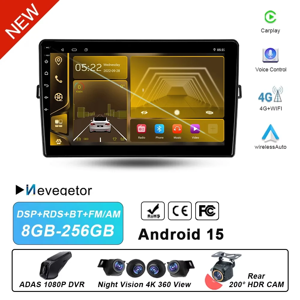 

Car Auto For Toyota Auris 1 E150 2006 - 2012 Android Radio GPS Navigation Multimedia Player Carplay WIFI 4G BT Video No 2din DVD