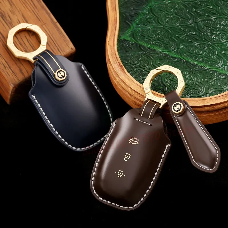 

High-End Personality Genuine Leather Key Case Cover Protective Shell For Hyundai 7th Elantra ix35 Fista Sonata Car Accessories