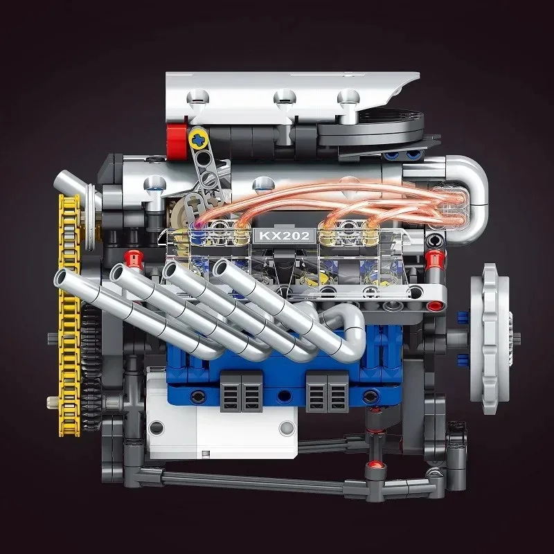 Unidad de potencia V8, réplica de modelo a escala, Motor eléctrico recargable, aplicación remota, Control, luz LED, Kit de montaje de construcción, 665 Uds.