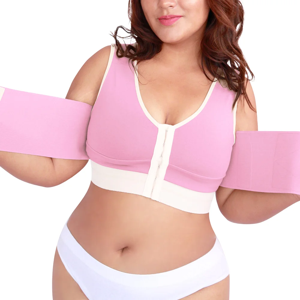 Women's Post-Surgery Shaper Front Closure Bra Compression Posture Corrector Crop Shaper Tops for Everyday Use with Hook-eyes