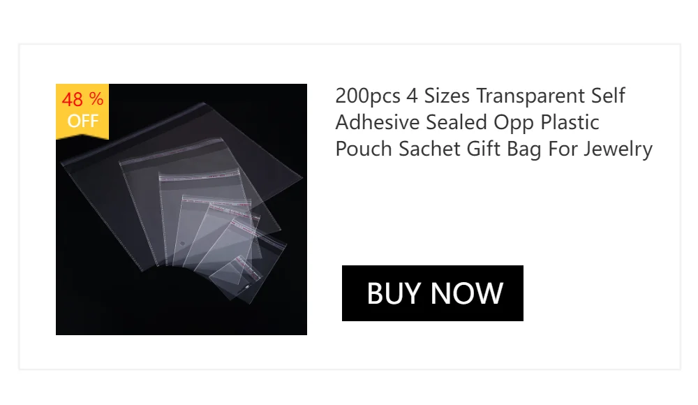 200pcs 5 Sizes Transparent Self Adhesive Sealed Opp Plastic Pouch Sachet Gift Bag For Jewelry Wedding Party Beads Packing Supply