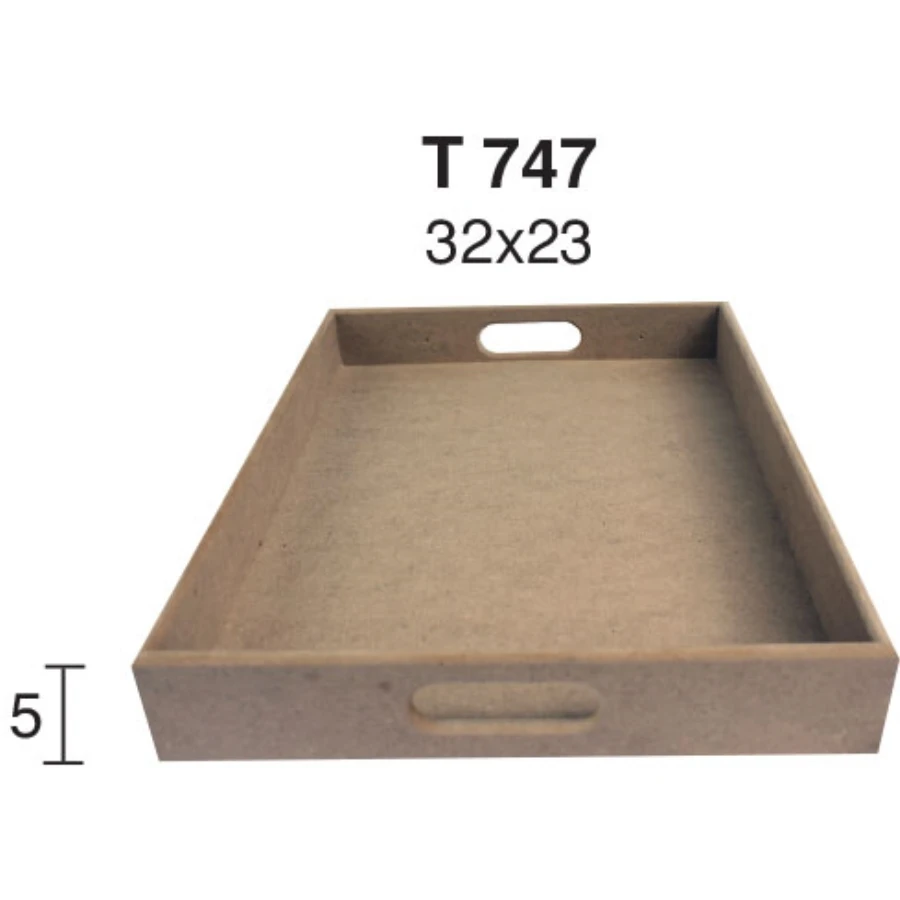 T747 Small Flat Rectangle Tray, Unpainted Mdf Wood Tray