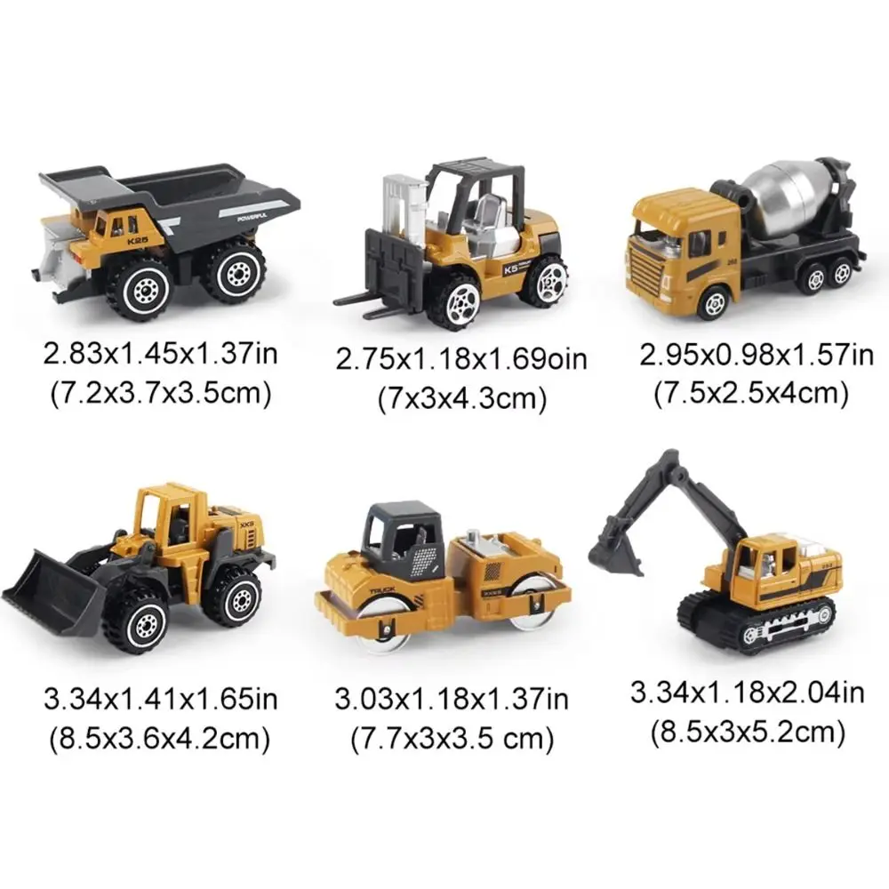 Loader รถแทรกเตอร์วิศวกรรมรถบรรทุกของเล่น Bulldozer Mixer คอนเทนเนอร์รถก่อสร้างของเล่นเลื่อนโลหะผสมโลหะ Excavator ของเล่น