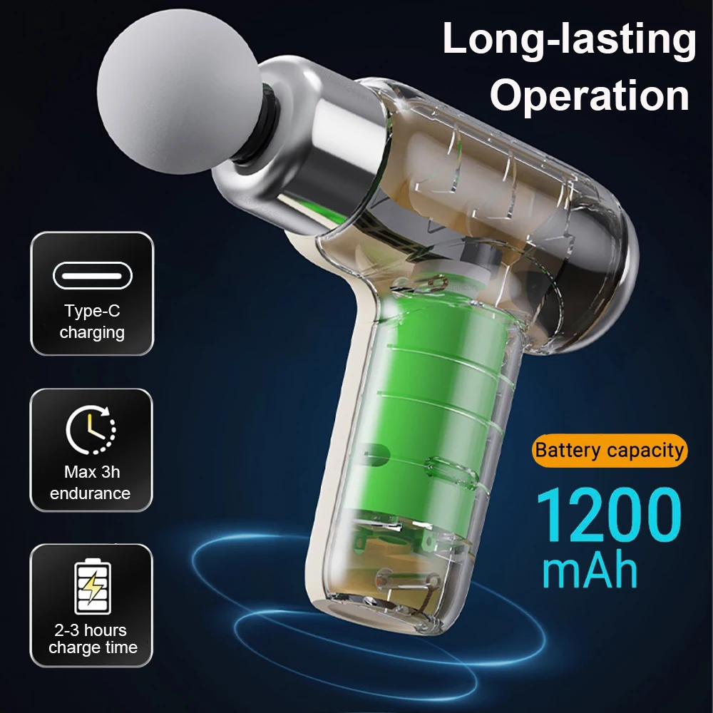 تدليك بندقية المحمولة البسيطة المحمولة اللفافة بندقية الأنسجة العميقة العضلات الاسترخاء قابل للتعديل سرعة اللفافة بندقية للجسم الظهر الرقبة الساقين #5