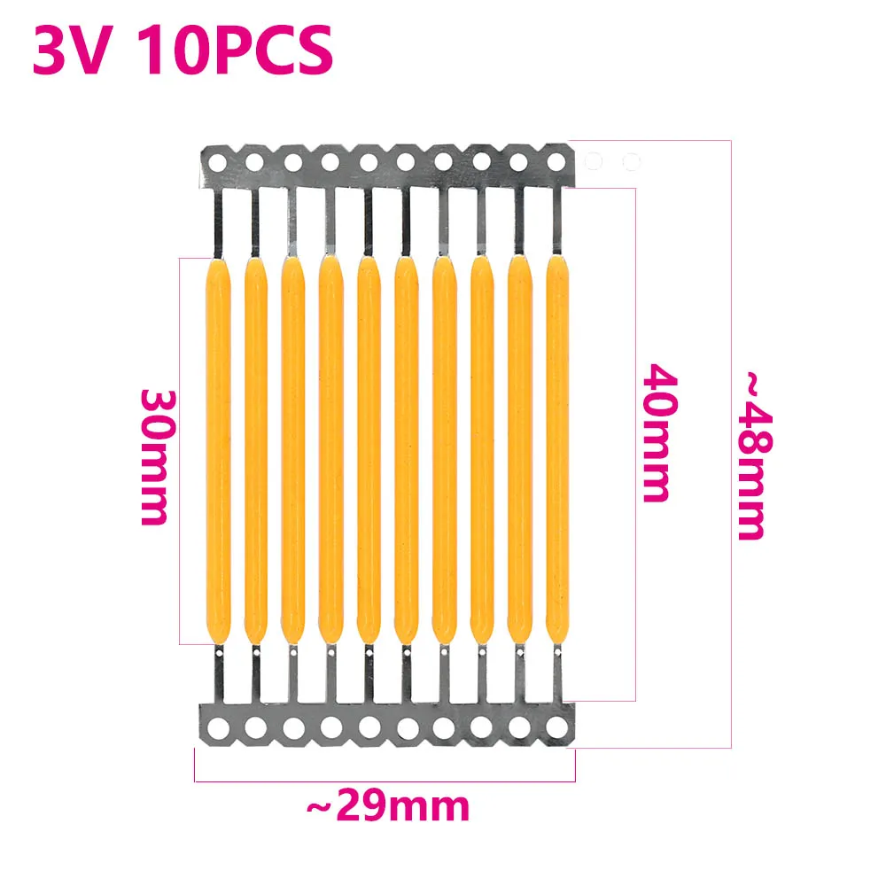 10 sztuk LED twarde żarniki 3V 40mm 150mA żarówki lampy dla majsterkowiczów reflektory części żarnika chip LED żarówka 2700k