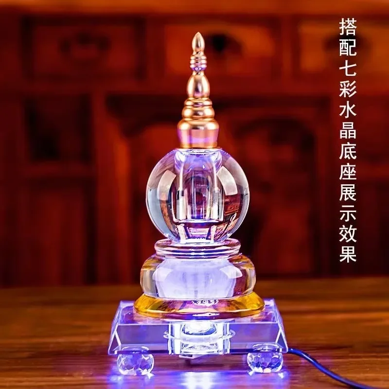 b30 natural crystal tower with luminous base, vase, offering Buddha tower, colorful white luminous Bodhi tower
