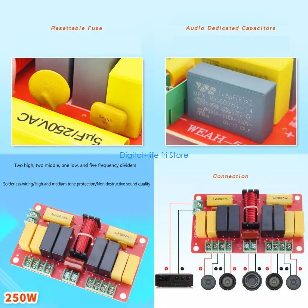 

E06D 5 Way 250W Professional Speaker Frequency Divider Stage Home Theater