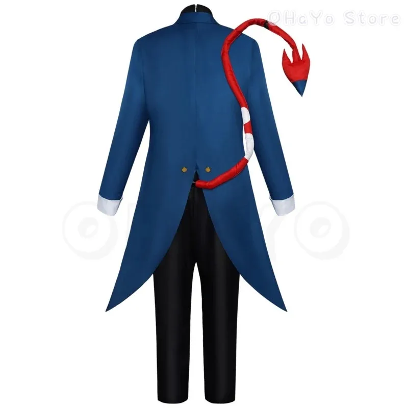 أزياء أنيمي هيلوفا بوس التأثيرية لعام 2025 أزياء حفلات الفندق الذيل الزي قرون هاسبين كرنفال الهالوين للرجال والأطفال زي موكسي S