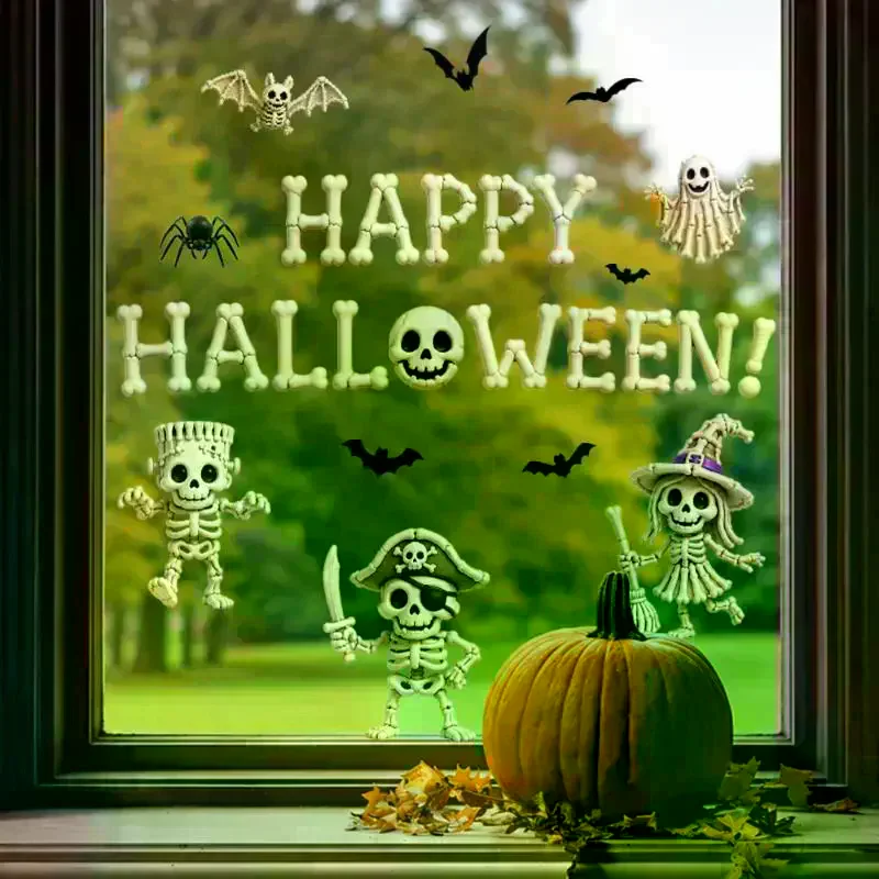 Halloween Window Clings Cute Ghost Bat Spider Patterns: Dual Side Same Color Home Shop Party Decor view 3