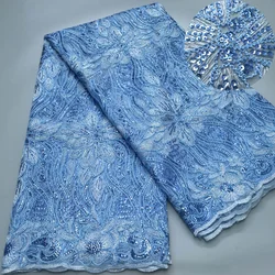 Luxury French Sequined Lace Fabric Tulle 5Yard African Mesh Lace Fabric 2024 High Quality Nigerian Wedding Dress for Women A3966