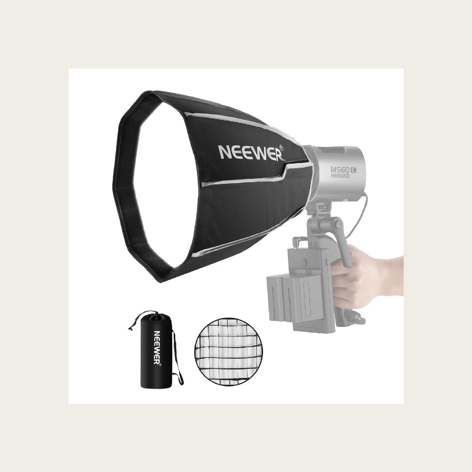 softbox-ottagonale-pieghevole-neewer-30cm-con-attacco-neewer-e-griglia-a-nido-d'ape-per-luci-led-da-studio-ms60-ms60b-ms60c-ms150b-ns3p