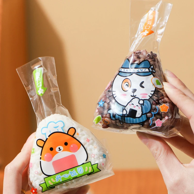 100 قطعة مثلث الكرتون الجميل كرة الأرز التعبئة حقيبة الأعشاب البحرية أونيجيري السوشي صنع أدوات القالب بينتو اكسسوارات #5