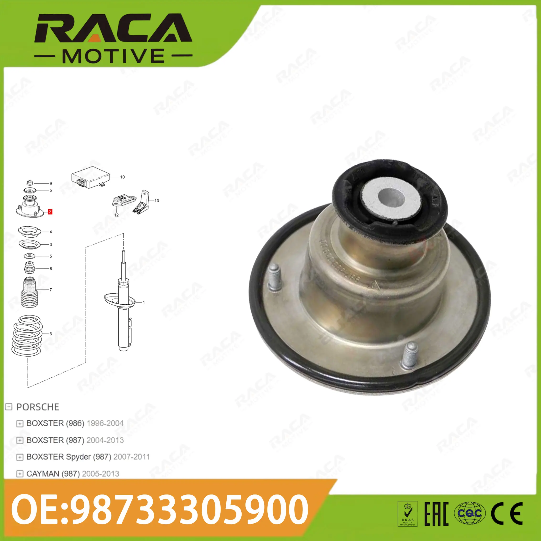 

Кронштейн амортизатора задней оси Mcpherson Независимый опорный подшипник подвески подходит для Porsche Boxster (986/987) 1996-2013 Cayman (987) 2005-2013 98733305900 98633305906