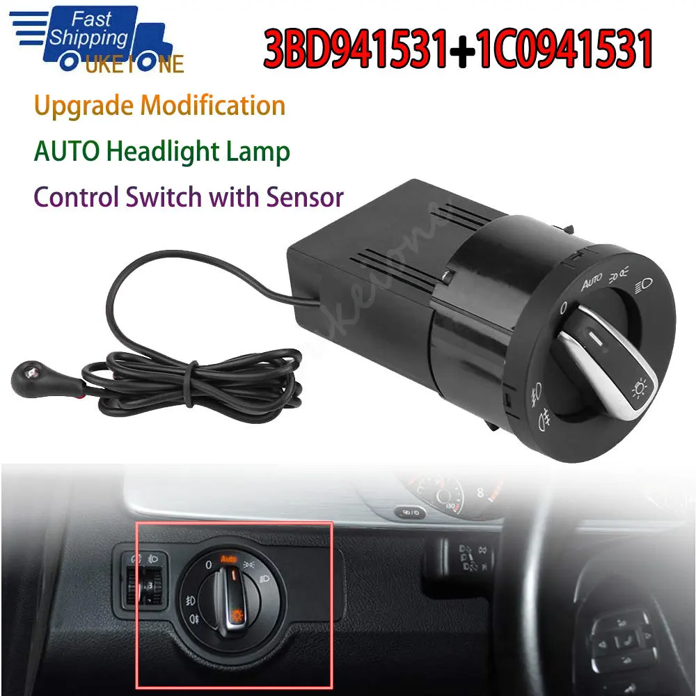 

Upgrade Modification AUTO Headlight Lamp Control Switch With Sensor for VW Golf Jetta MK4 Passat B5 Polo Bora Beetle Car Parts