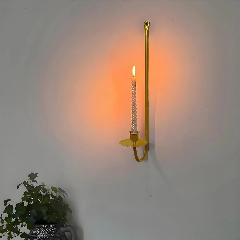 Retro Wall Mount Candle Holder Minimalism L-Shape Candlestick Holder Ornaments Prop Metal Candle Sconce Party Atmosphere