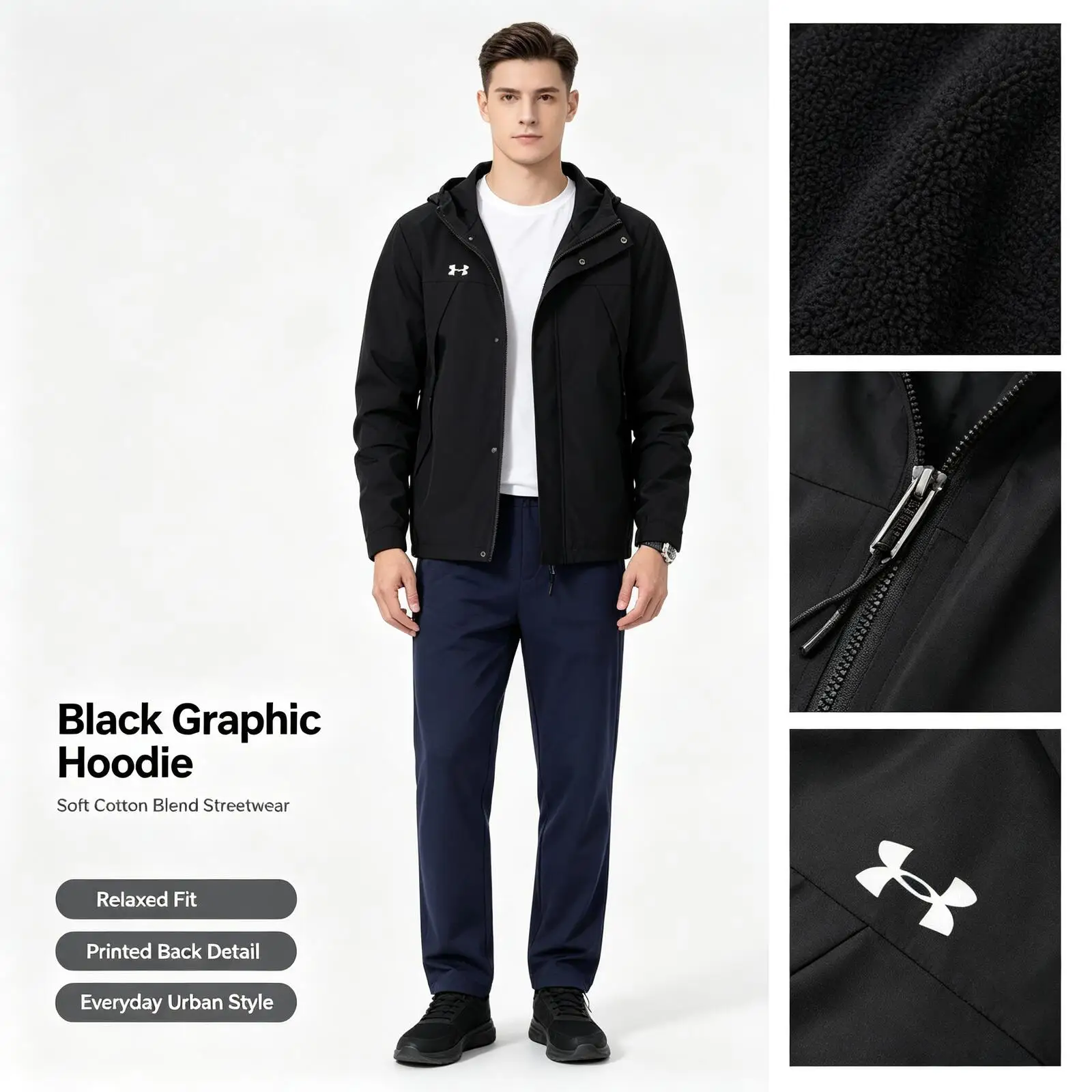 Under Armour Men's Jacket, Sports Casual Clothing, Woven Hooded Jacket 23600401-001