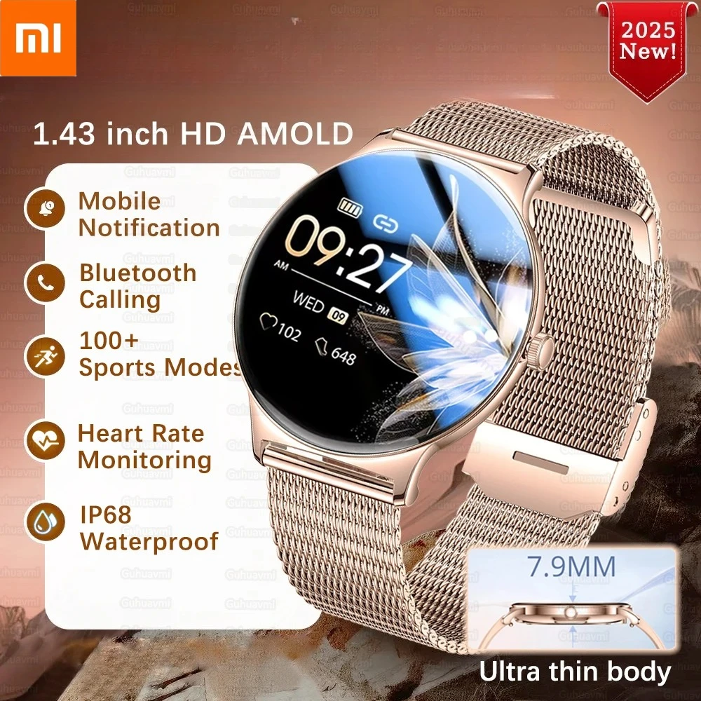 Смарт-часы Xiaomi для женщин, подарок, 1,43 дюйма, полный сенсорный экран, спортивные часы для фитнеса, Bluetooth-звонки, цифровые умные часы для женщин Смарт-часы Xiaomi для женщин, подарок, 1,43 дюйма, полный сенсорный экран, спортивные часы для фитнеса, Bluetooth-звонки, цифровые умные часы для женщин