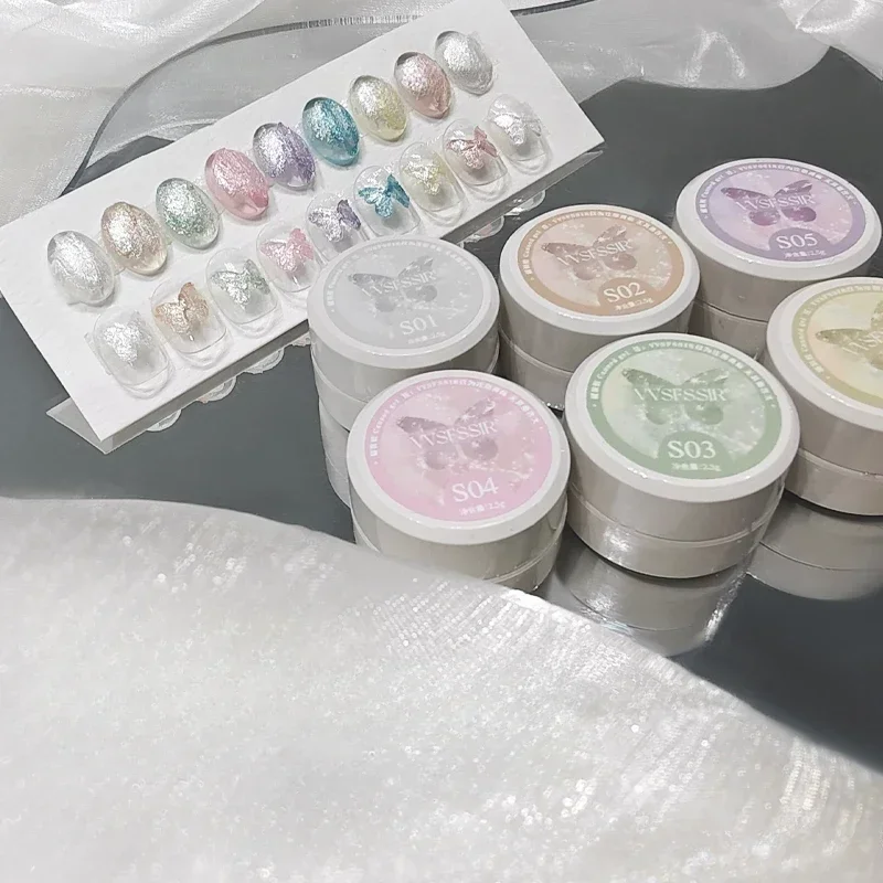 9Colors Nail Art Aurora Fairy Powder Cream Spring Summer For Professional Manicure Design Decorations Pigment Nail Texture Gel