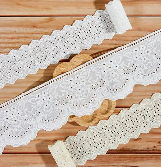 Width:7/10.5cm(2.75/4.13”inch)Exquisite Flower shape cotton Embroidery Lace Fashion Laces Accessories Sewing(KK-4763)