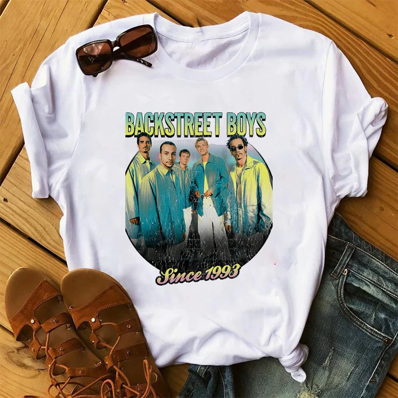 

New Arrival 2024 Cool Women'S Clothing Backstreet Boys Graphic Print Tshirts Femme Harajuku Shirt Hip Hop Music Love T Shirt