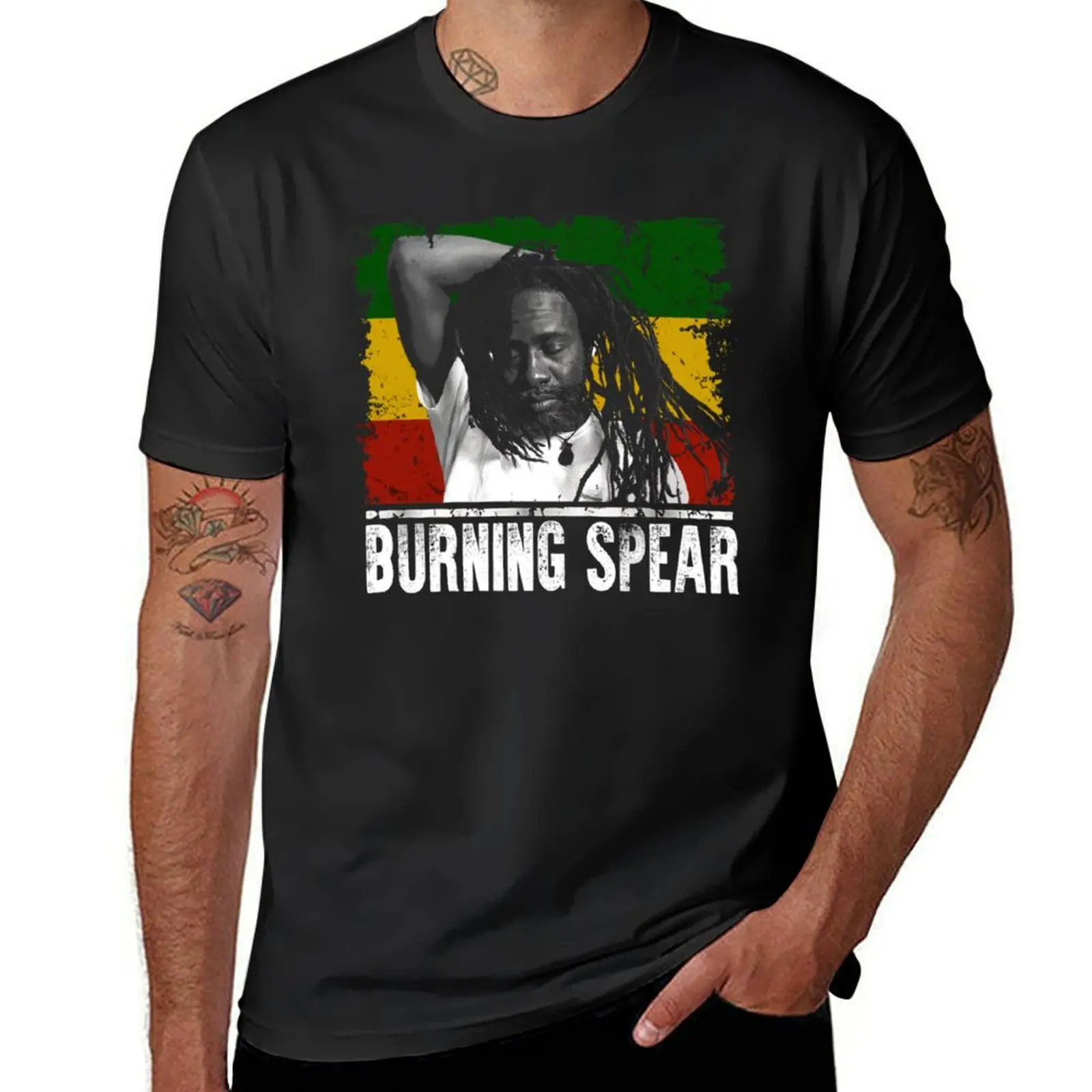 

Graphic Love Burning Arts Spear Jamaica Singer T-Shirt hippie clothes Blouse new edition sports fans mens cotton t shirts