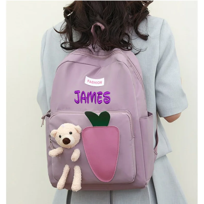 Petit sac à dos de dessin animé personnalisé pour filles, joli petit ours, à la mode, loisirs, école primaire, étudiant, nouveau