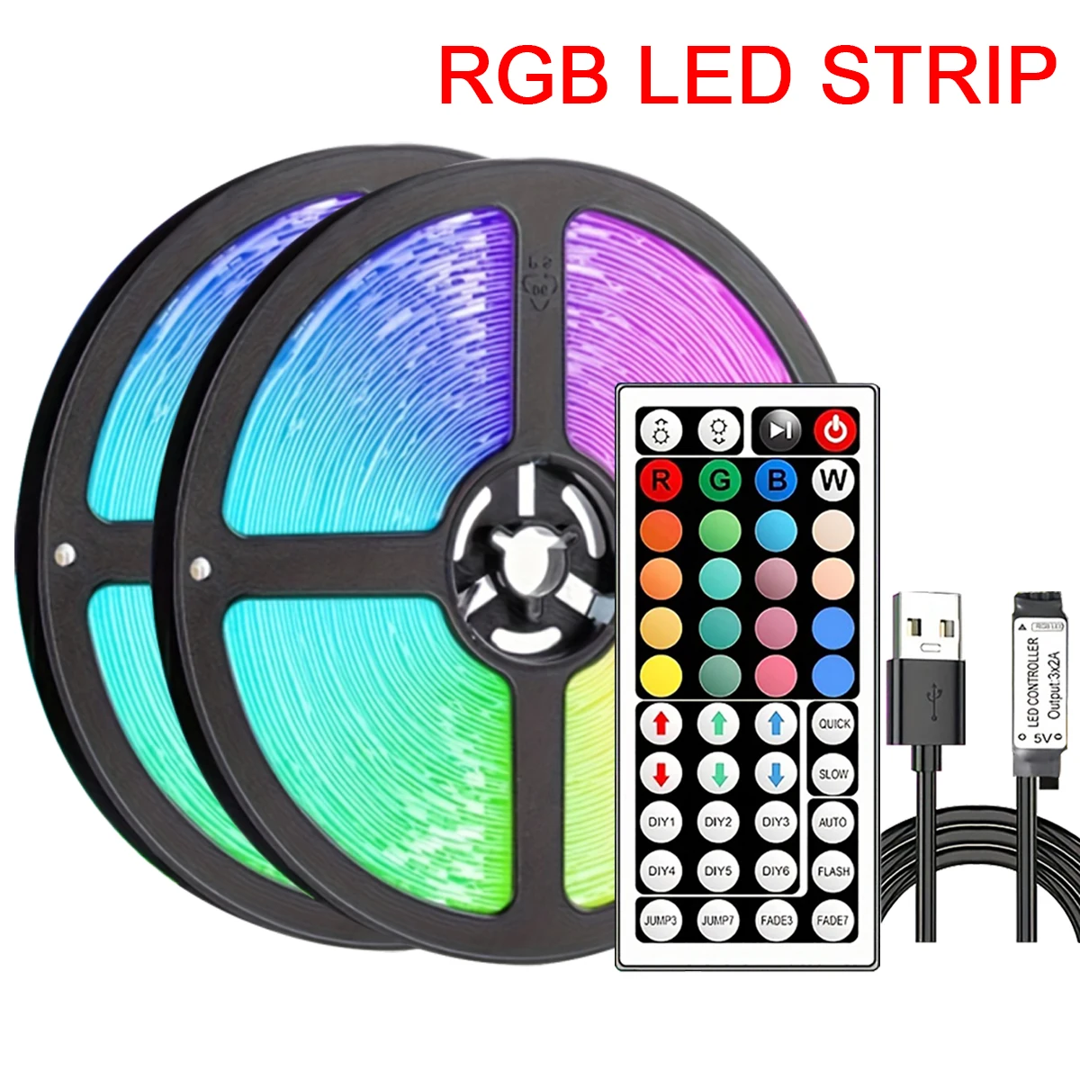 RGB LED 스트립 조명, 리모컨 테이프 조명, 홈 침실 파티 장식, TV 백라이트 벽 룸